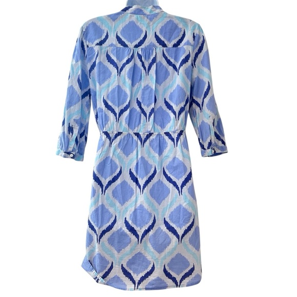 BOO GEMES Violet Ikat Patterned Button Down Shirt Dress Swim Cover S/XS Resort - Picture 6 of 9